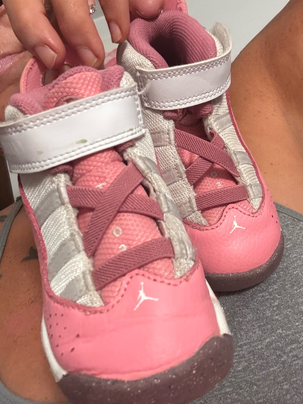 Jordan Kids Pink and White High-Top Sneakers SIZE 6.5